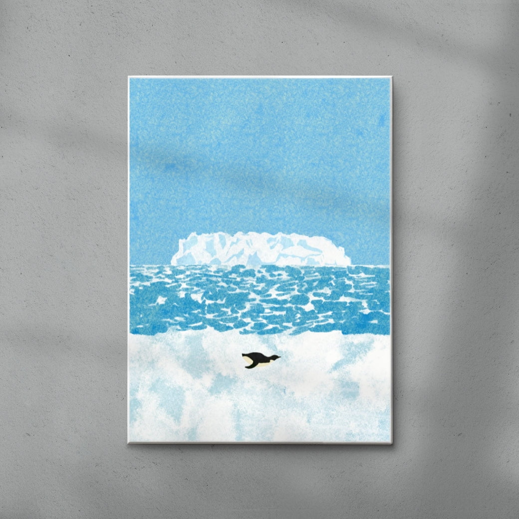 A penguin contemporary wall art print by Lily Kong - sold by DROOL