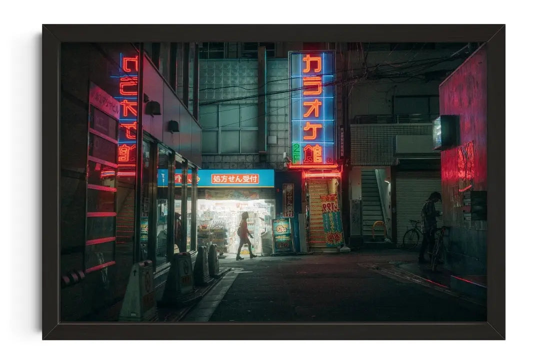 Neon Japanese Alleyway contemporary wall art print by Vincent Versluis - sold by DROOL