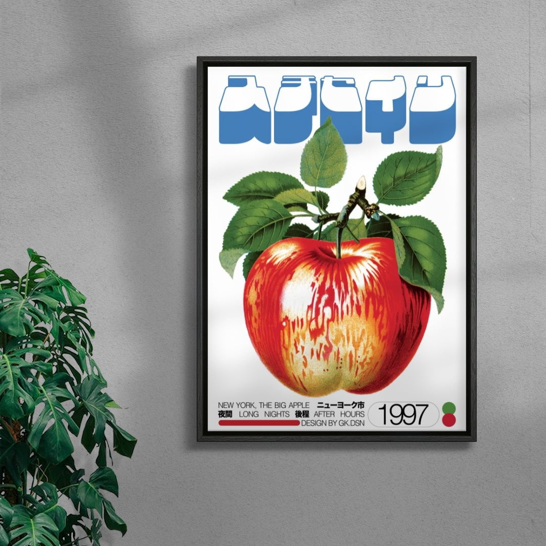 Red Apple contemporary wall art print by George Kempster - sold by DROOL
