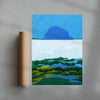 Blue Island, Santorini contemporary wall art print by Lily Kong - sold by DROOL