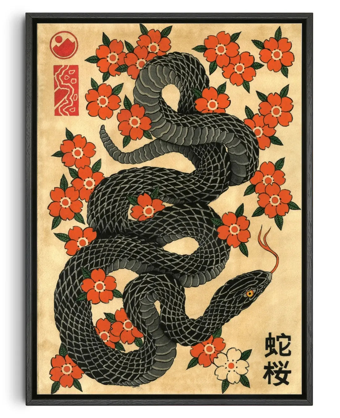 Hebi & Sakura contemporary canvas print by Filipe Rocha - sold by DROOL