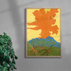 Orange Volcano contemporary wall art print by Lily Kong - sold by DROOL