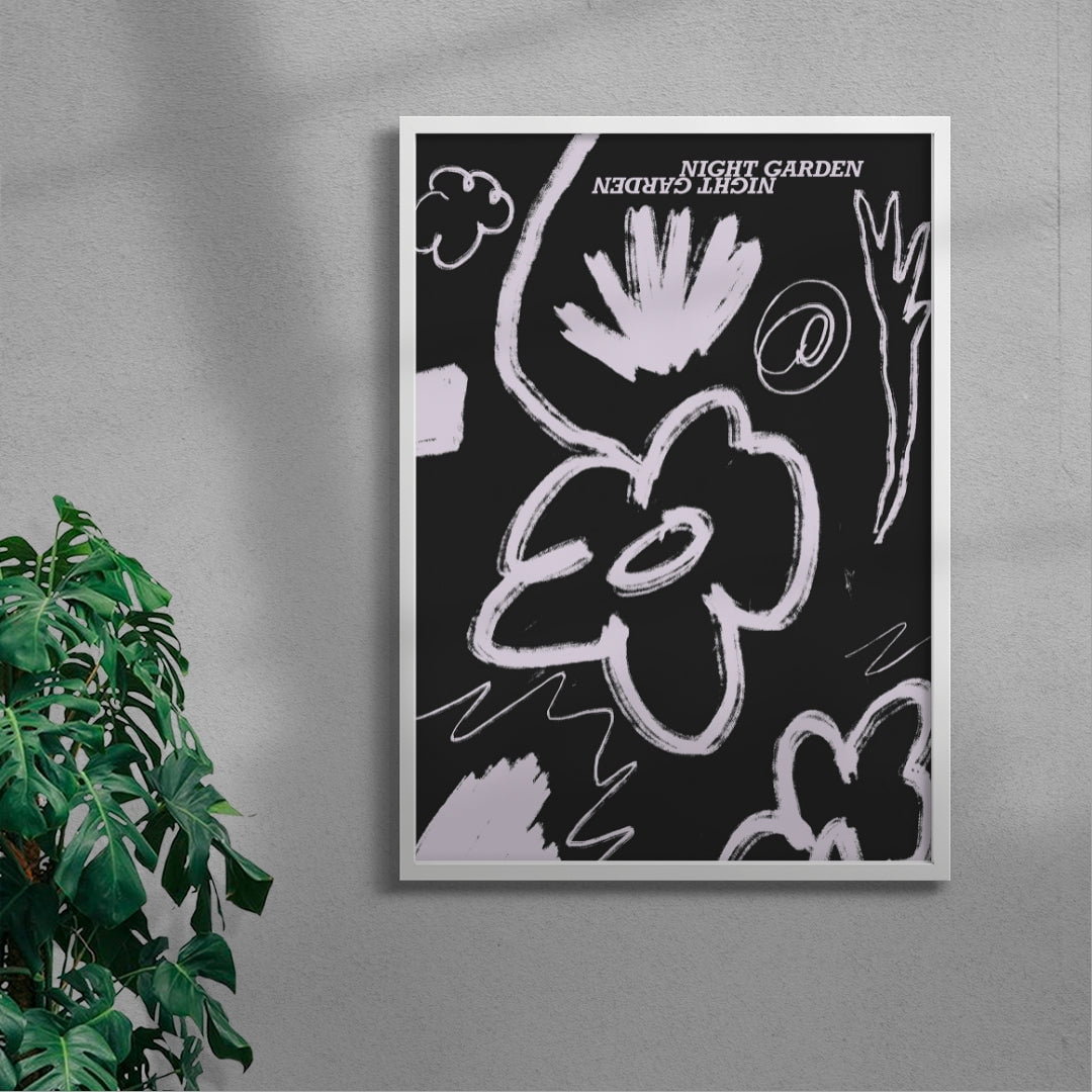 Night Garden contemporary wall art print by Laurie Campbell - sold by DROOL