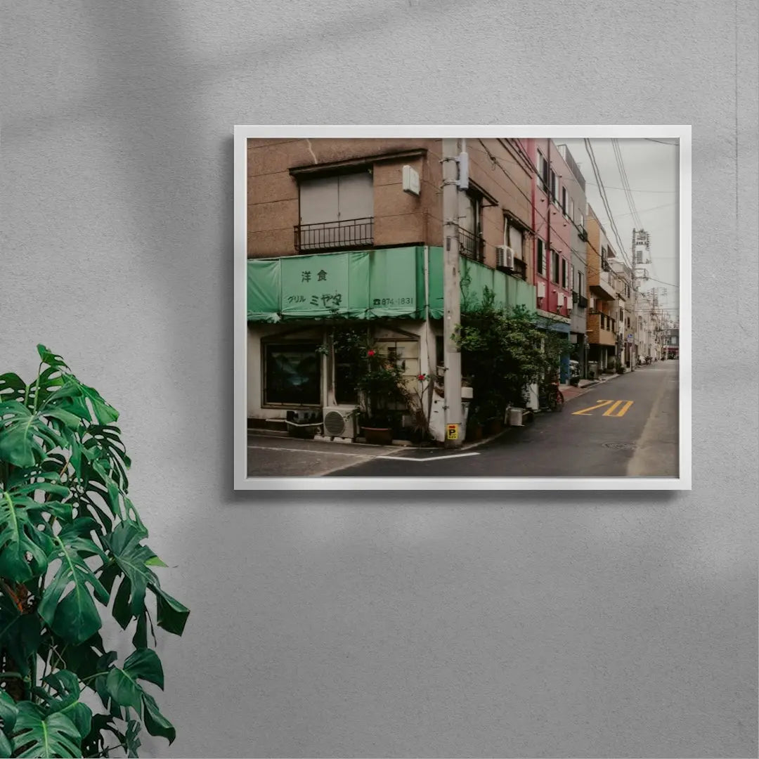 Green corner contemporary wall art print by Jacky Jiang - sold by DROOL