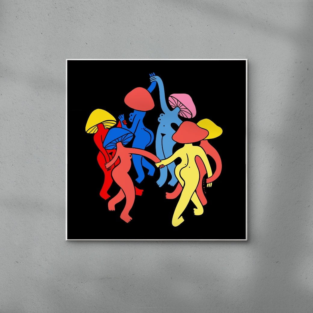 Mushrooms At Midnight contemporary wall art print by Aley Wild - sold by DROOL