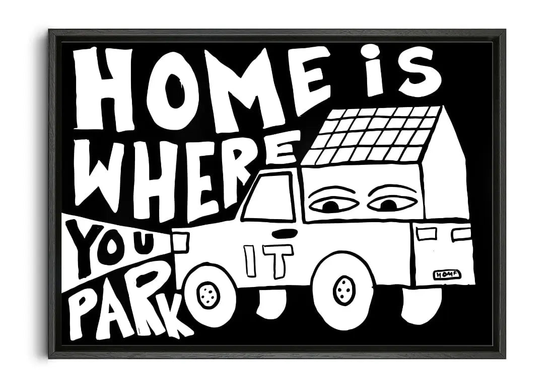 HOME IS WHERE YOU PARK IT contemporary wall art print by Max Blackmore - sold by DROOL