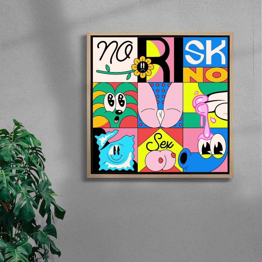 No risk no sex contemporary wall art print by Ovcharka - sold by DROOL