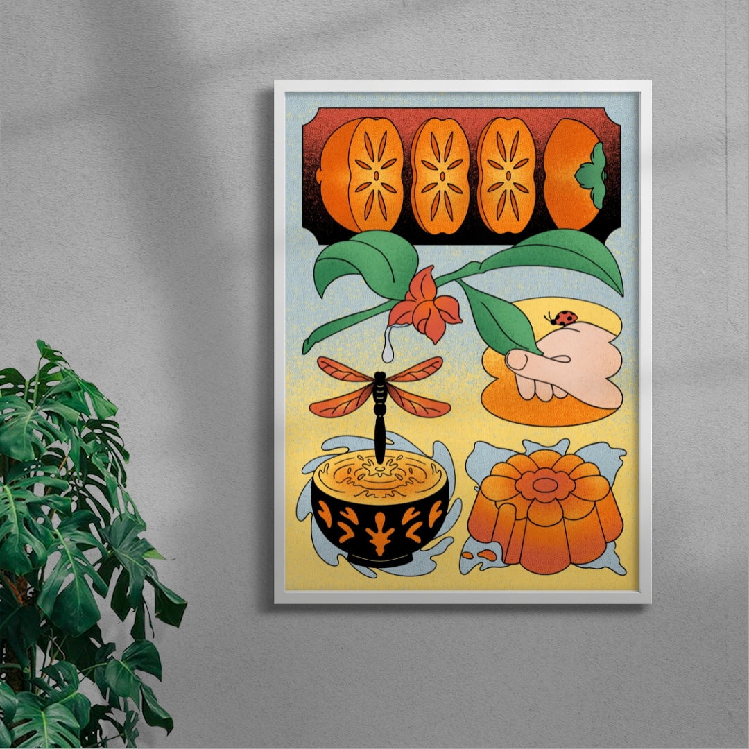 Persimmon Dreams contemporary wall art print by Erica Lee - sold by DROOL