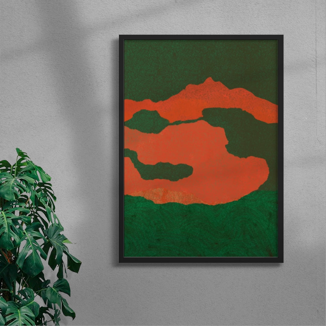 Emerald Midnight (triptych 1) contemporary wall art print by Lily Kong - sold by DROOL