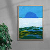 Blue Island, Santorini contemporary wall art print by Lily Kong - sold by DROOL