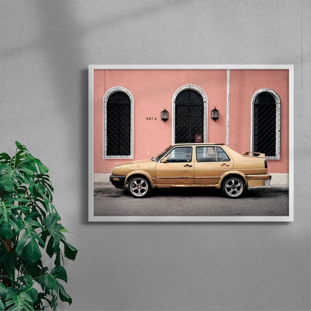 Gold Sedan contemporary wall art print by Justin Smith - sold by DROOL