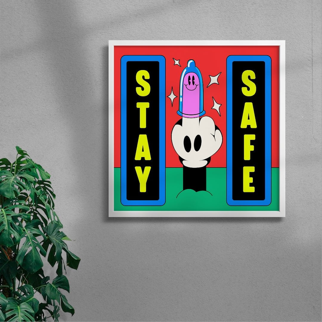 Stay Safe contemporary wall art print by Ovcharka - sold by DROOL