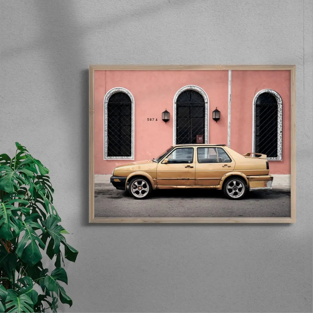 Gold Sedan contemporary wall art print by Justin Smith - sold by DROOL
