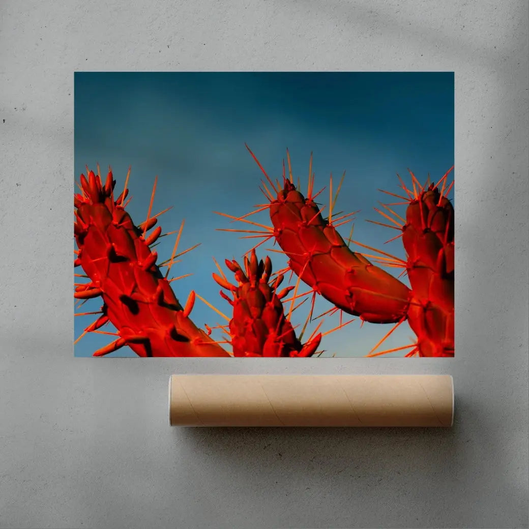 Crimson Cactus contemporary wall art print by Omar Belattar - sold by DROOL