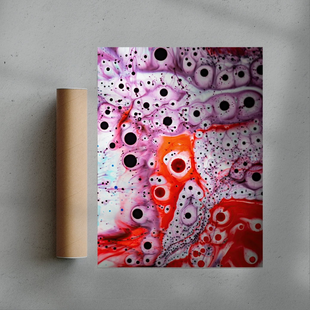 Crimson Cells contemporary wall art print by Jasmin Javon - sold by DROOL