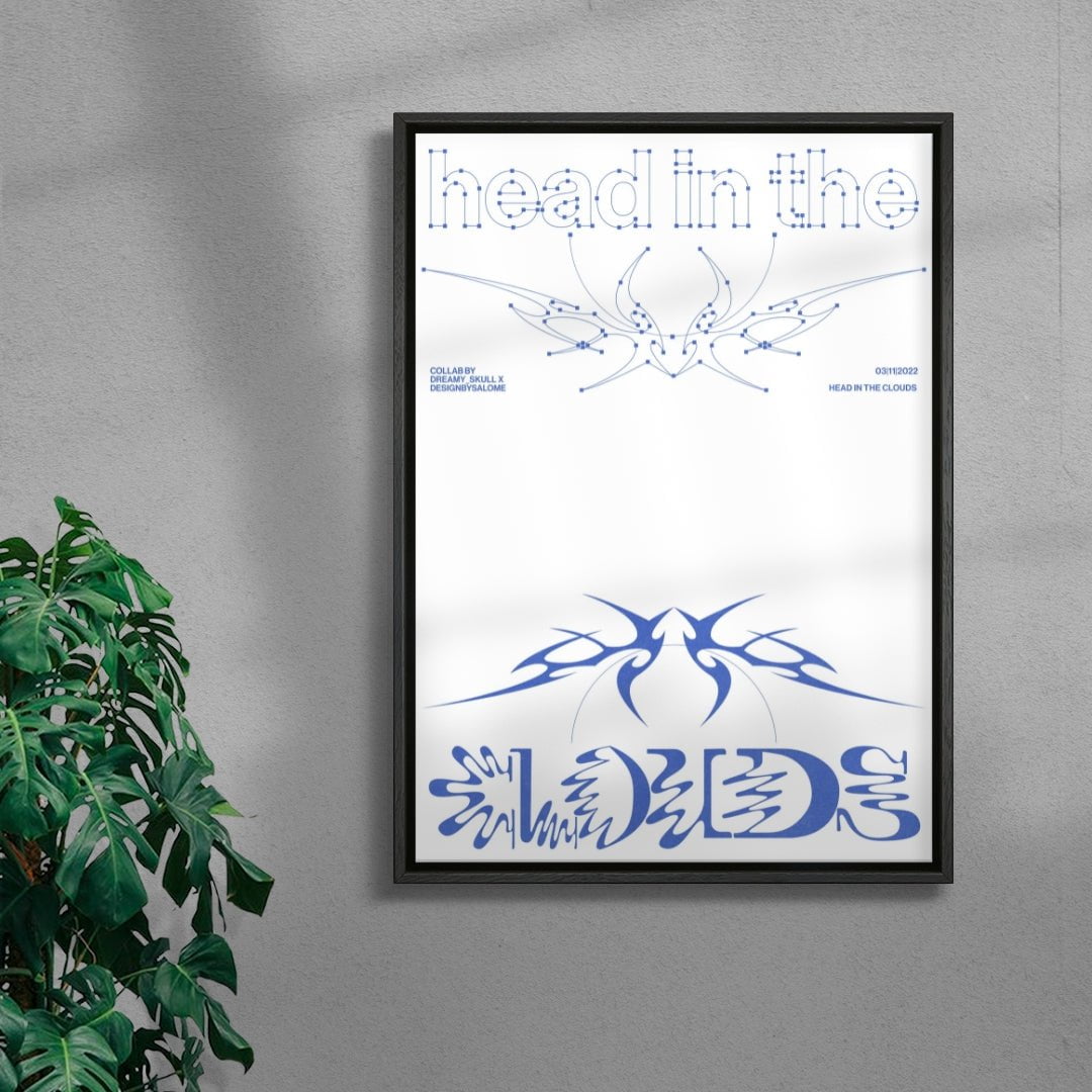 Head in the Clouds (White) contemporary canvas art print by Salome Frenzel - sold by DROOL
