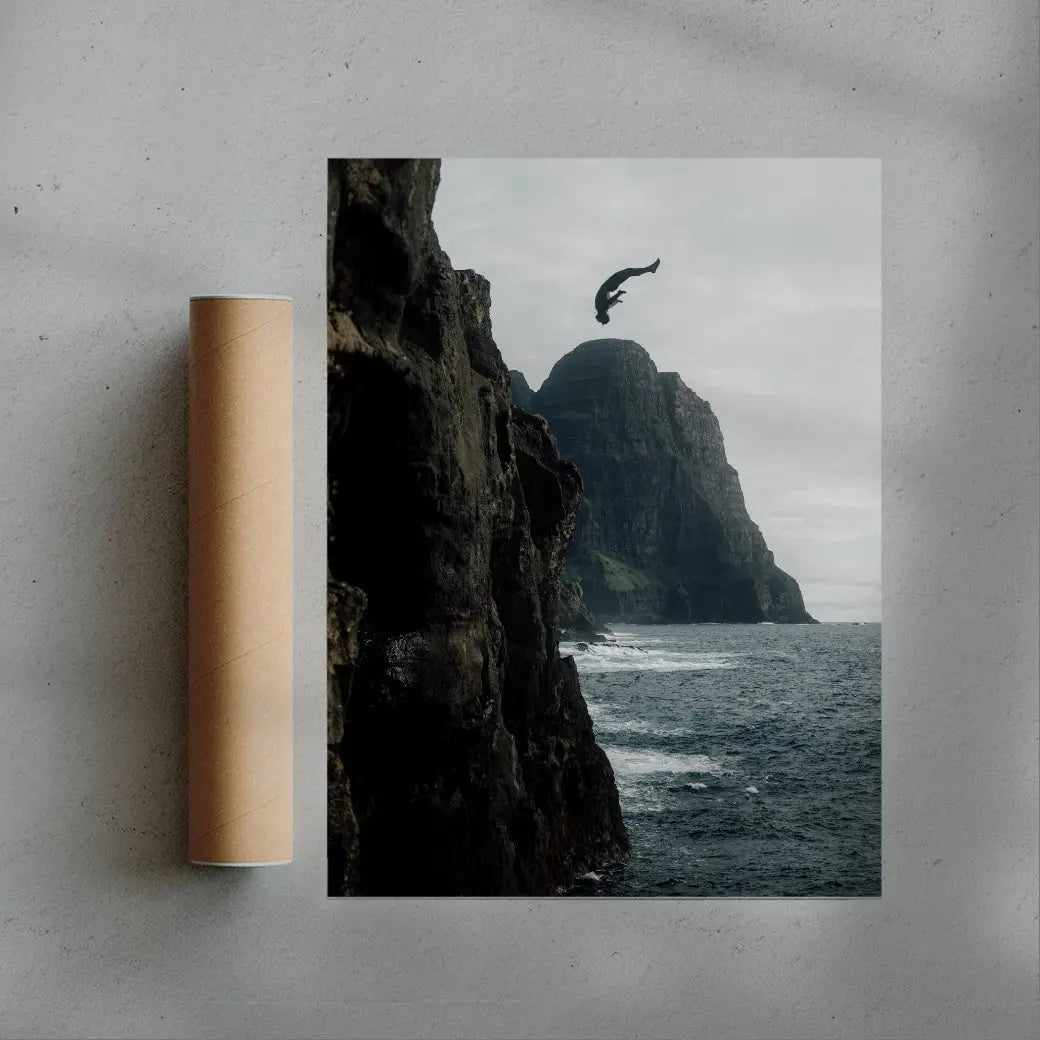 Cliff Diver contemporary wall art print by Hannes Becker - sold by DROOL
