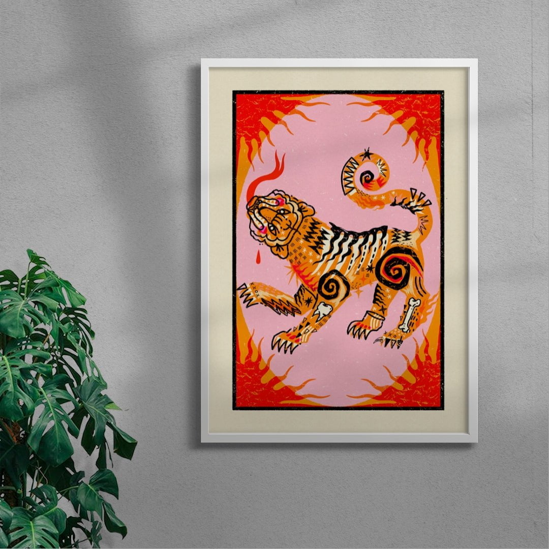 Tigress contemporary wall art print by Kwonny - sold by DROOL