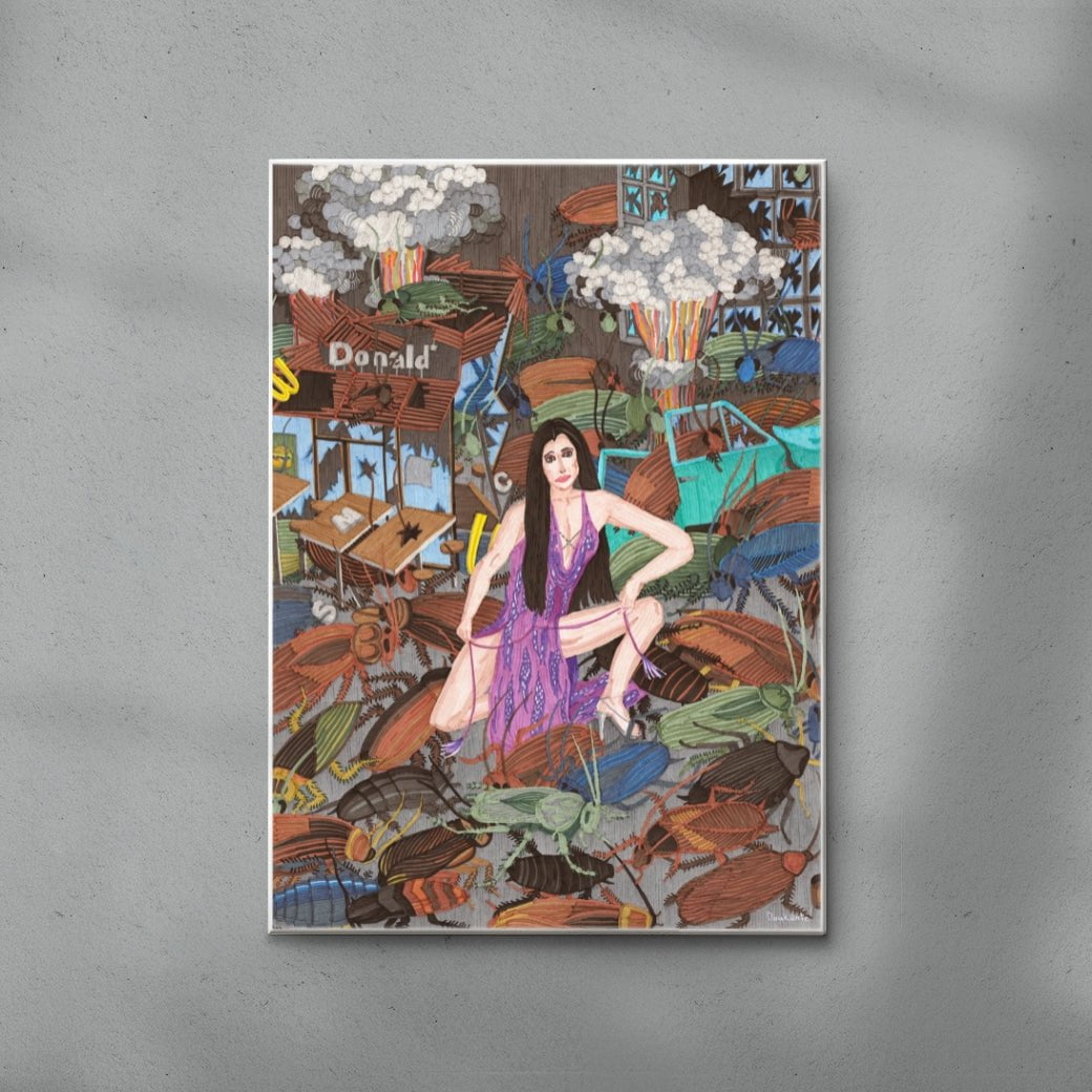 The only things that will be left after a nuclear holocaust are cockroaches and Cher contemporary wall art print by Daukantė - sold by DROOL