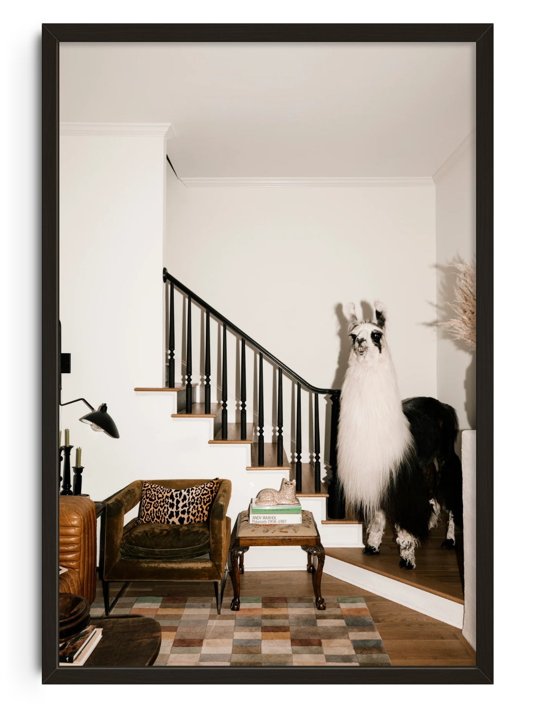 A Welcome Llama contemporary wall art print by Mary Caroline Russell - sold by DROOL