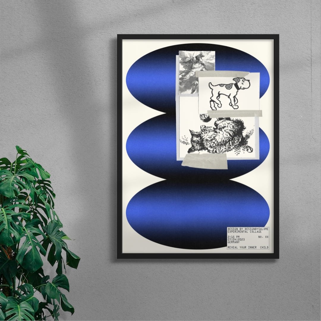 Inner Child Blue contemporary wall art print by Salome Frenzel - sold by DROOL