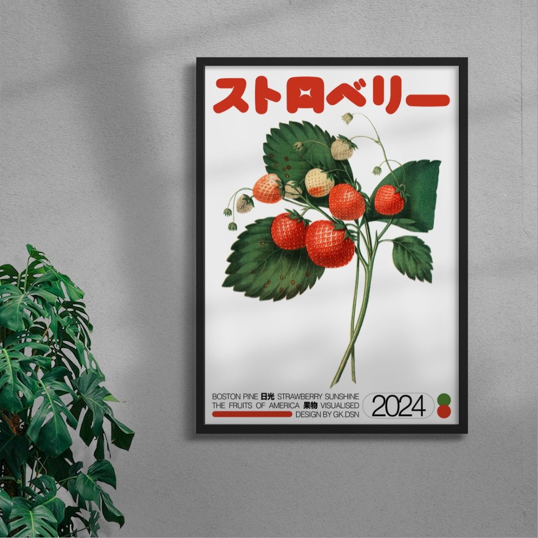 Japanese Strawberry contemporary wall art print by George Kempster - sold by DROOL