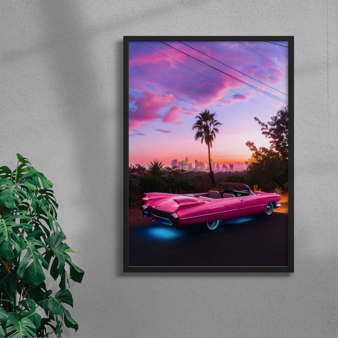 Retro Pink contemporary wall art print by Deston Isas - sold by DROOL