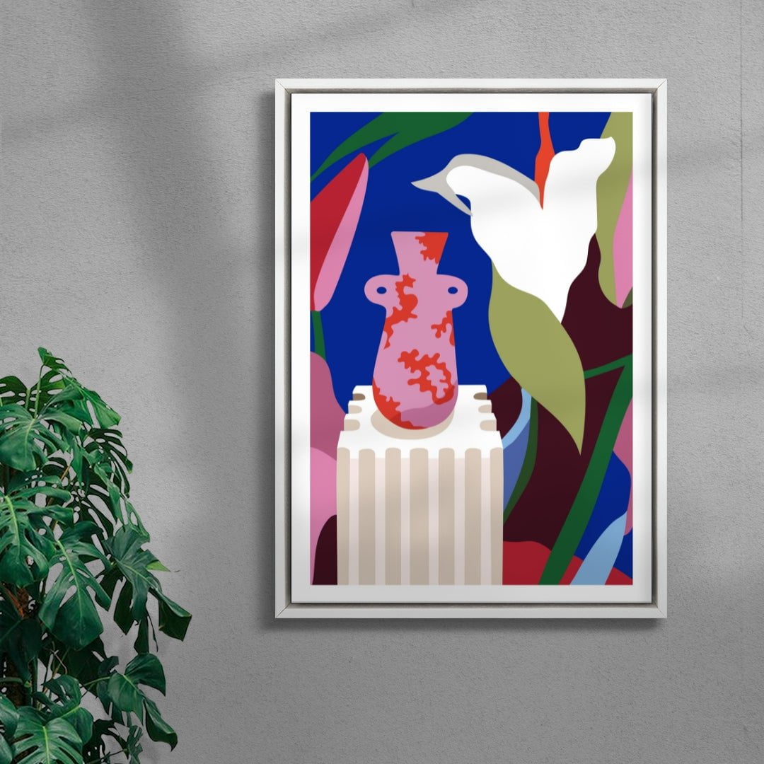 Lily Vase contemporary wall art print by Kim Van Vuuren - sold by DROOL