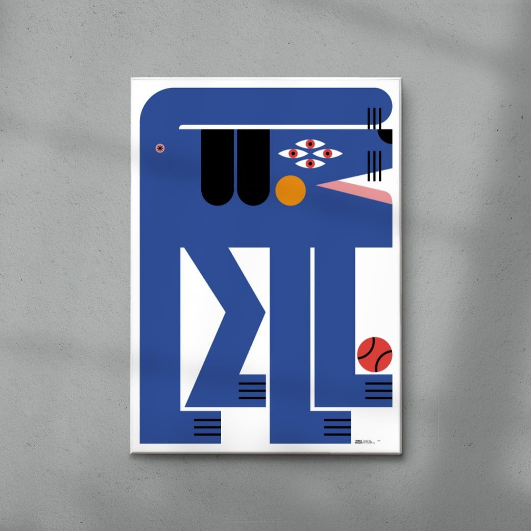 Blue Dog contemporary wall art print by Marco Oggian - sold by DROOL