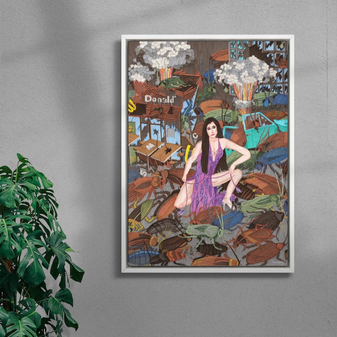 The only things that will be left after a nuclear holocaust are cockroaches and Cher contemporary wall art print by Daukantė - sold by DROOL
