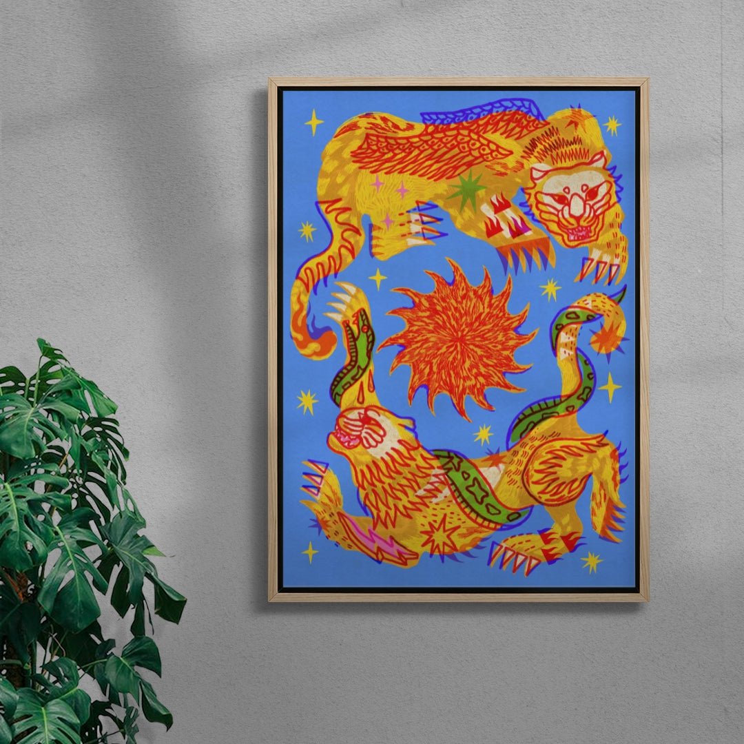Celestial Cats contemporary wall art print by Kwonny - sold by DROOL