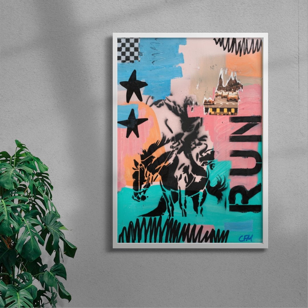 Run contemporary wall art print by Caitlin Flood-Molyneux - sold by DROOL