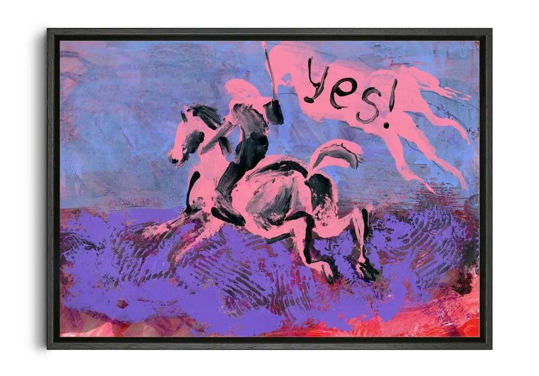 Pink Horse Yes Flag contemporary canvas print by Kanat Ibragimov - sold by DROOL