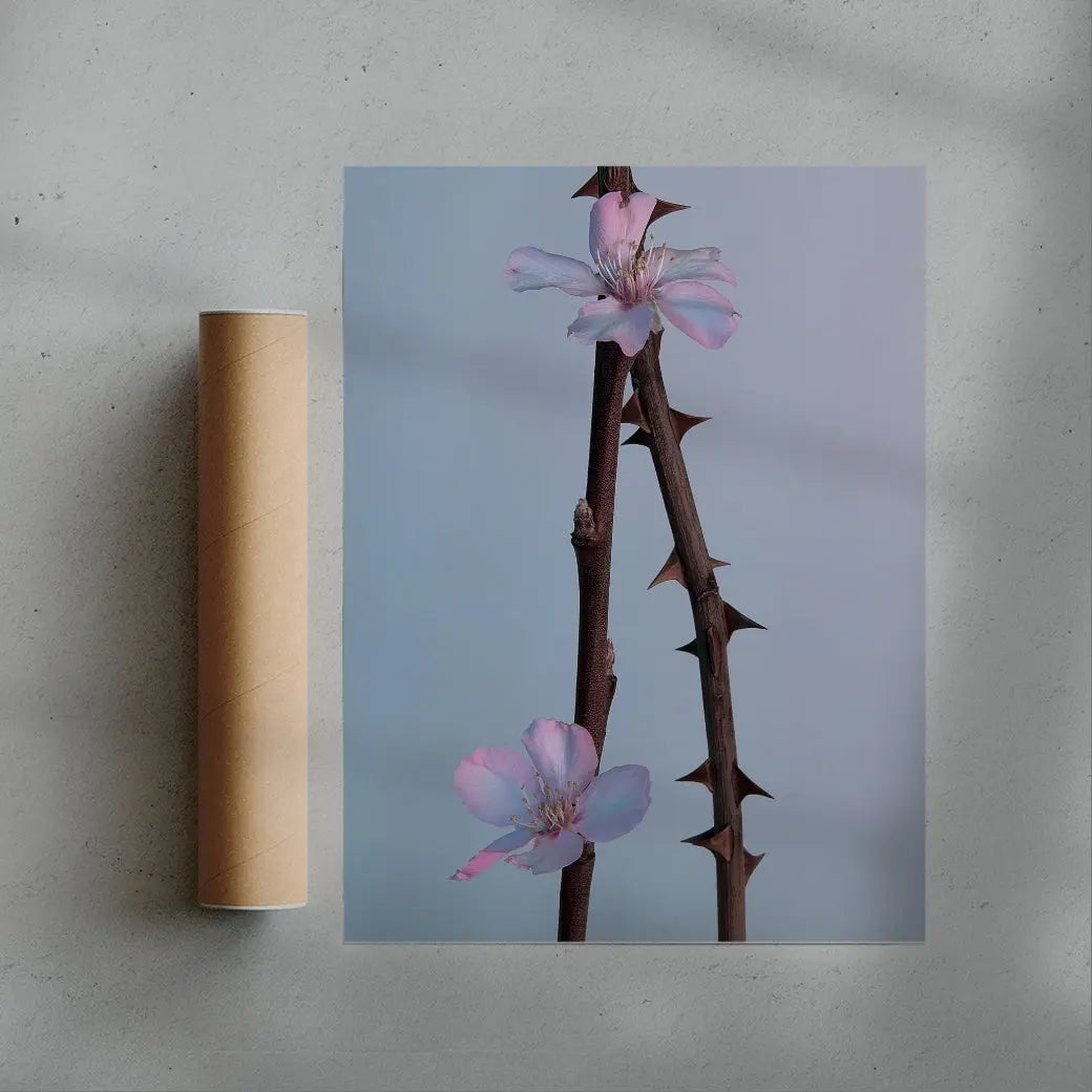 Pink thorns contemporary wall art print by Rowan Spray - sold by DROOL