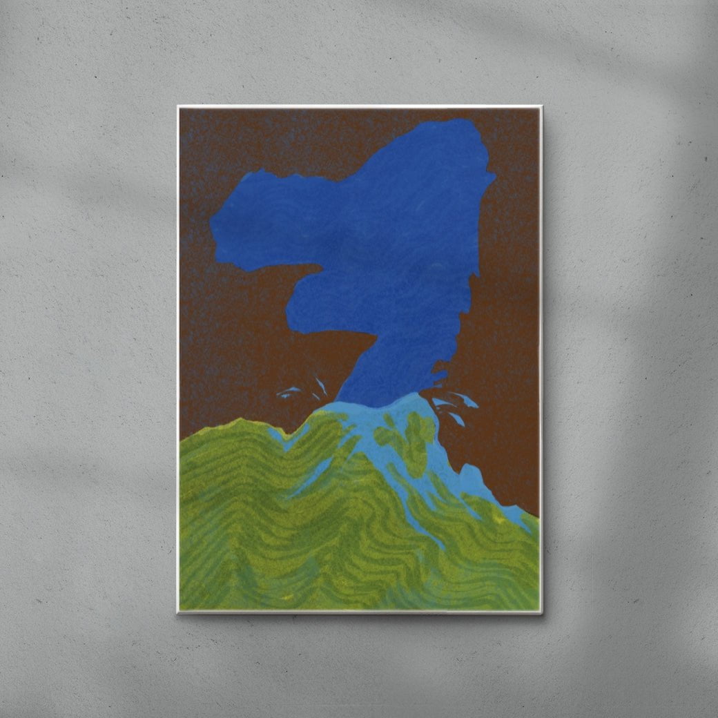Blue Volcano contemporary wall art print by Lily Kong - sold by DROOL