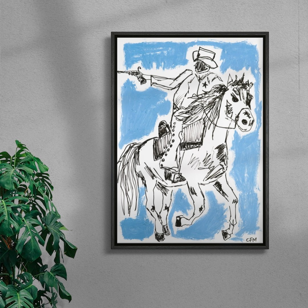 Cowboy Chase contemporary wall art print by Caitlin Flood-Molyneux - sold by DROOL