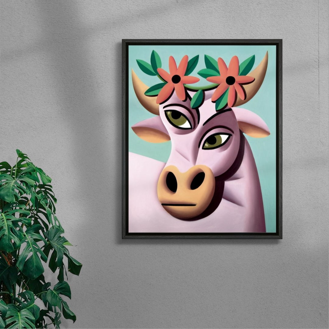 Bull contemporary wall art print by Juan de la Rica - sold by DROOL