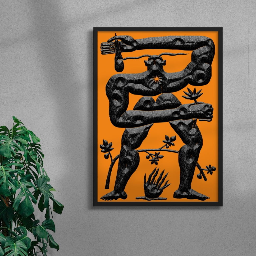 Faune and Fire contemporary wall art print by Célestin Krier - sold by DROOL