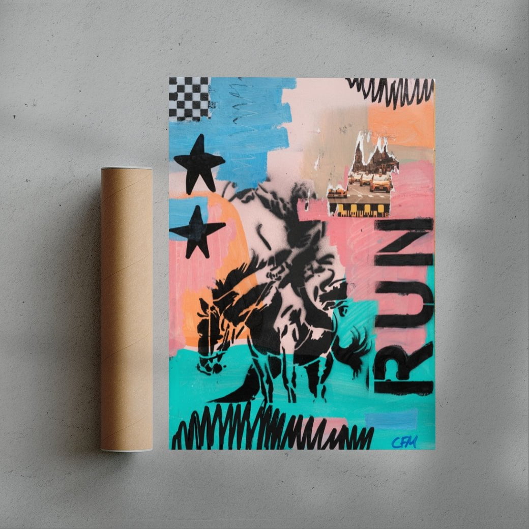 Run contemporary wall art print by Caitlin Flood-Molyneux - sold by DROOL