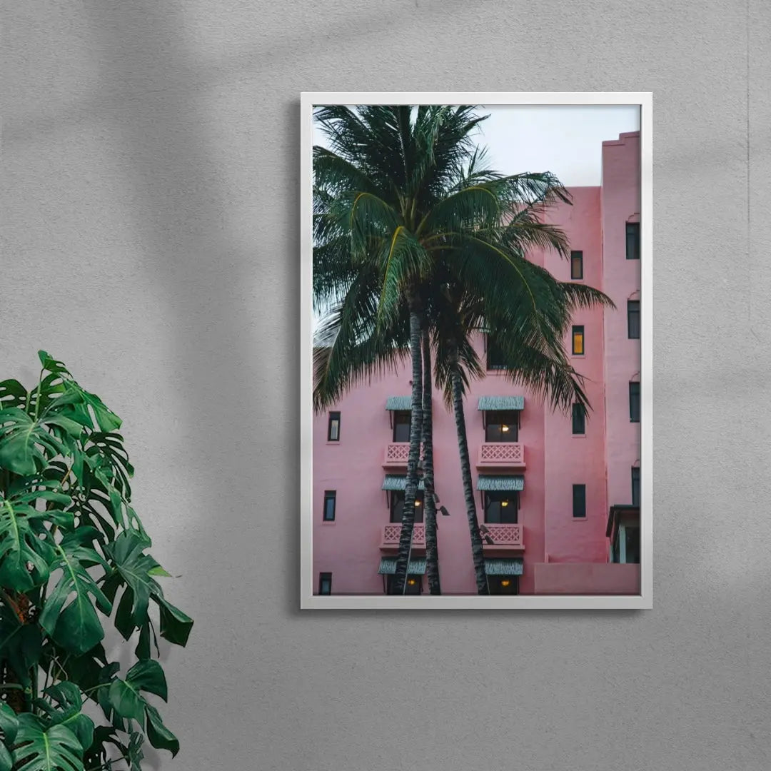 Pink Hotel contemporary wall art print by Of Two Lands - sold by DROOL