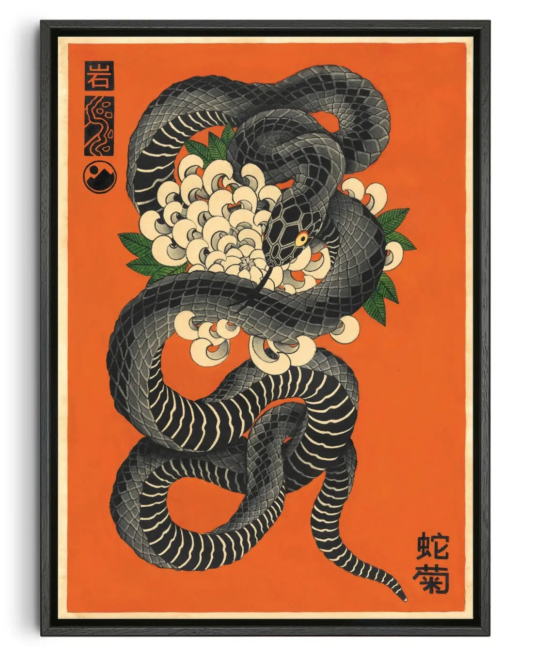 Serpent & Chrysanthemum contemporary canvas print by Filipe Rocha  - sold by DROOL