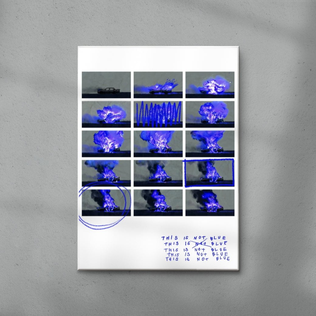This is not BLUE (car) contemporary wall art print by mareykrap - sold by DROOL