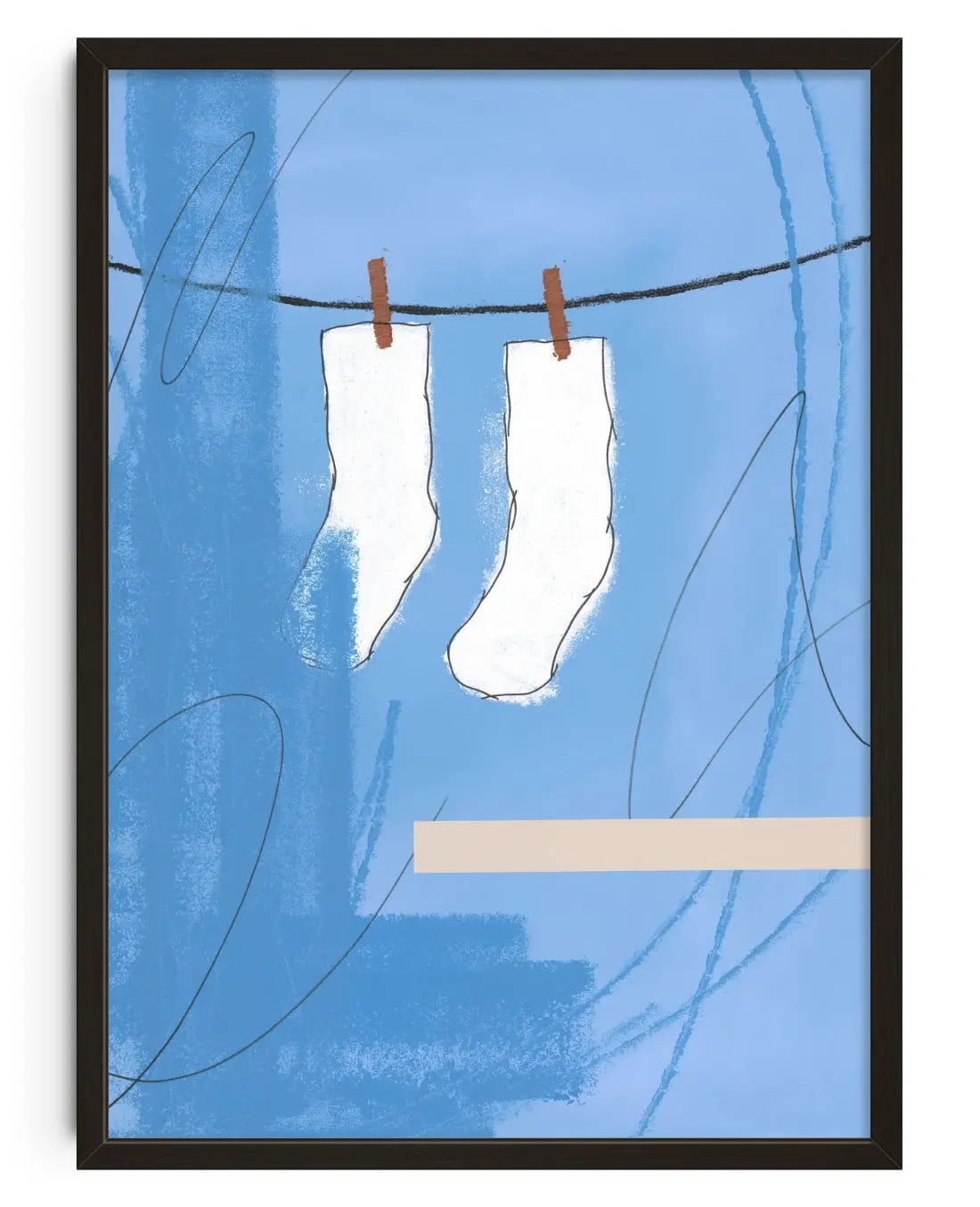SOCKS ON A CLOTHESLINE contemporary art print by NIZEN - sold by DROOL