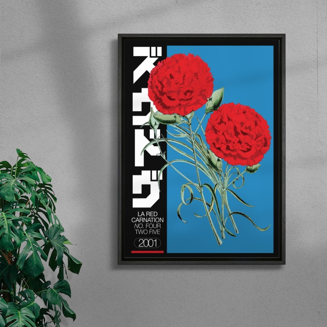 LA RED CARNATION contemporary wall art print by George Kempster - sold by DROOL
