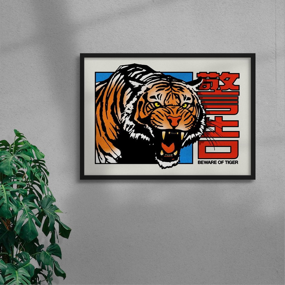 Beware of Tiger contemporary wall art print by Othman Zougam - sold by DROOL