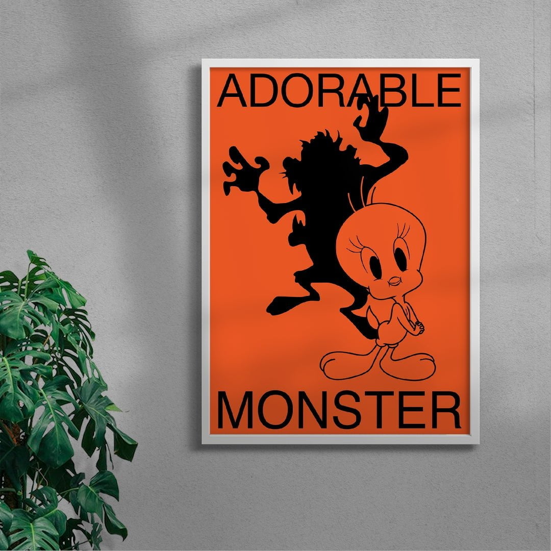 Adorable Monster contemporary wall art print by Sven Silk - sold by DROOL