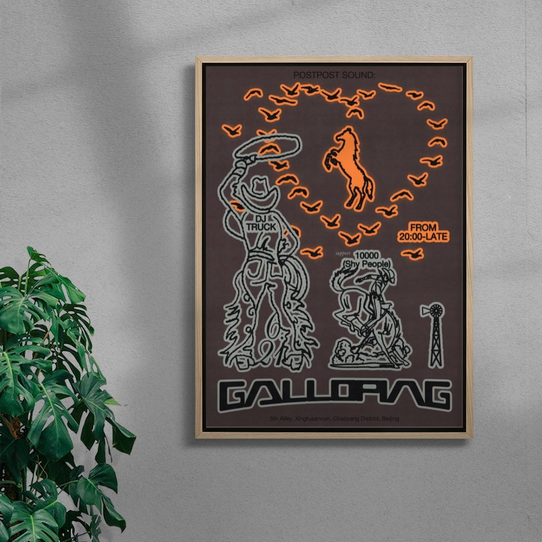 Galloping contemporary wall art print by MENSLIES - sold by DROOL
