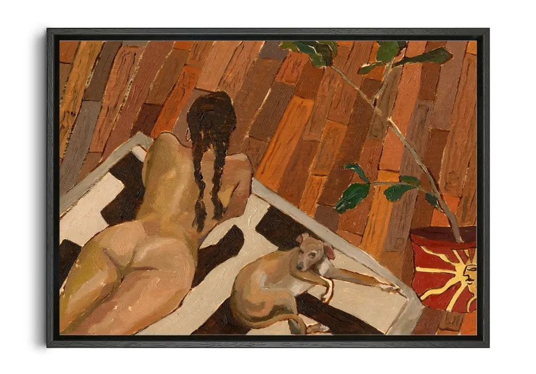 Just A Girl and Her Dog  contemporary canvas print by Sophie Goudman-Peachey - sold by DROOL