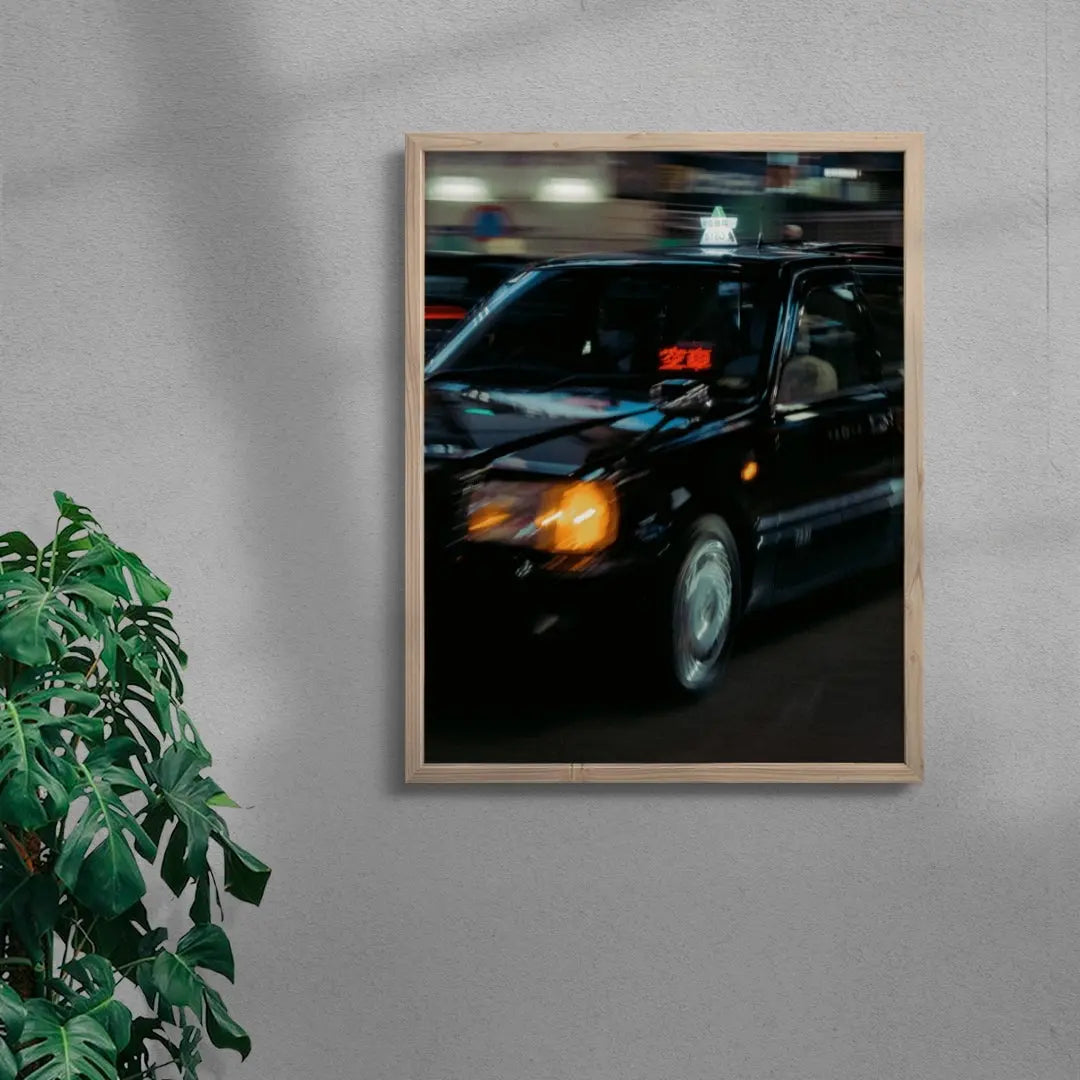 Japanese taxi contemporary wall art print by Jacky Jiang - sold by DROOL