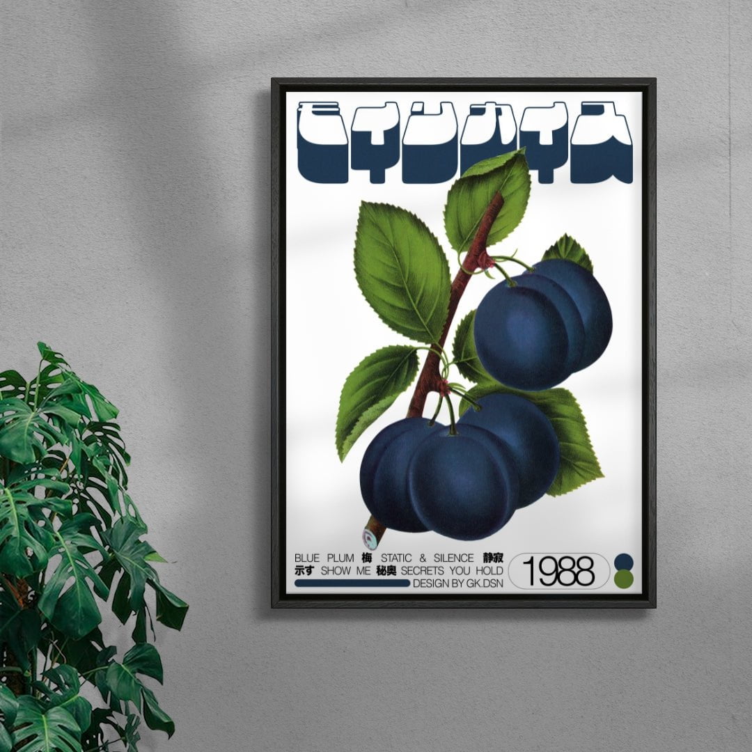 Blue Plum contemporary wall art print by George Kempster - sold by DROOL